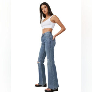 Cotton On Original Flare Jean Distressed Medium Wash Jeans Size Women's 12 NEW
